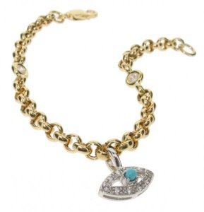 Diamond baby bracelet - with Evil Eye charm