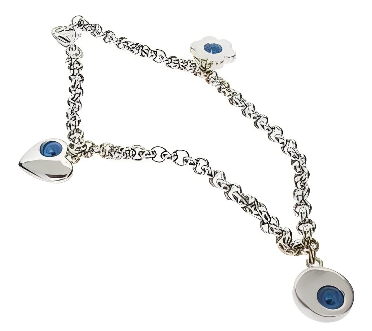 3 charm Evil Eye bracelet - white gold