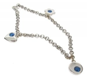 3 charm Evil Eye bracelet - white gold Test
