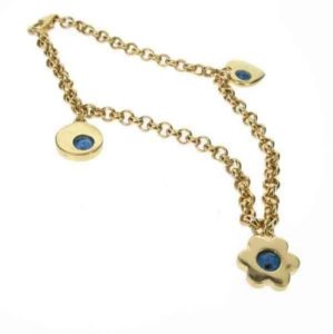3 charm Evil Eye bracelet - yellow gold