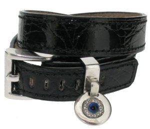Double cuff -  Black - Crocodile