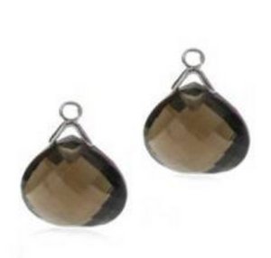 Deco drop earrings - Cognac and White Diamonds - Smokey Quartz