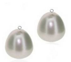 Deco drop earrings - White Diamonds - South Sea Pearl