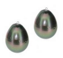 Deco drop earrings - White Diamonds - Tahitian Pearl