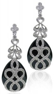 Deco 'Fancy' Black Onyx and Diamond earrings