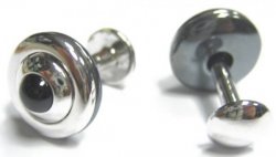 Saucer stone round heamatite - Cufflink