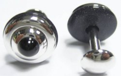 Reversible Saucer Blue Goldstone Cufflinks