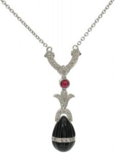 Deco Necklace - Tear drop with Ruby