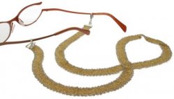Woven silk and Yellow Gold plated thread necklace for glasses