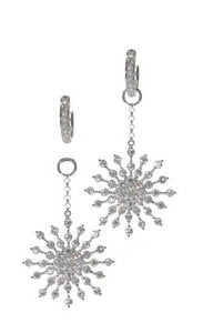 Diamond hoops and detachable Diamond snowflake drops