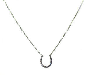 Large Diamond horseshoe necklace - White Gold