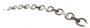 Citrine and black and white diamond - oval link bracelet