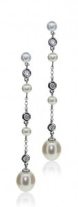 Pearl and Diamond long line earrings