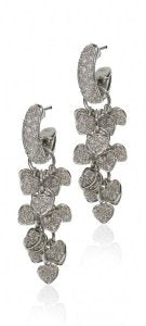 Diamond pave hoops with 'bunch of hearts' drops