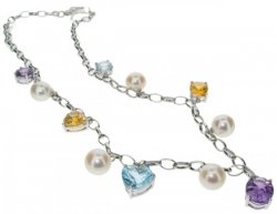 Necklace with pearls and semi-precious drops