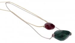 Emerald and Ruby 'Rock' necklaces