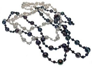 Long pearl chain necklace - white