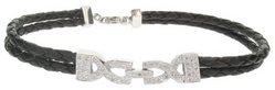 Plaited leather bracelet with Diamond motif