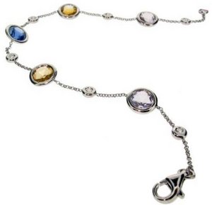 Multi colour semi precious and Diamond bracelet - large