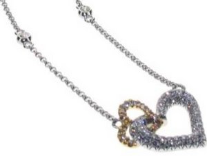 Double heart pave necklace