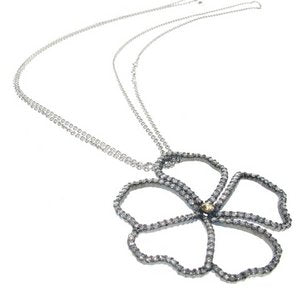 Diamond flower pendant on double chain