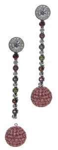Interchangeable line earring - Multi Sapphire and Diamond - Pave ball drop