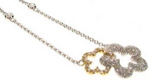 Double flower pave necklace