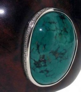 Wood cuff set with Turquoise stone