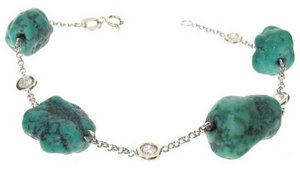 Rock' Turquoise and Diamond bracelet - White Gold