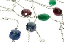 Baby 'Rock' necklace with diamonds - rubies - emeralds and sapphires