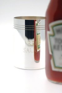 Red sauce pot - Silver plate