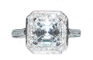 Asscher cut diamond in a microset shank