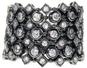 5 row soft Diamond ring - Blackened Gold