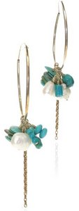 Silver hoops with Turquoise and Pearl bunches