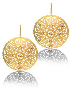 Indian large filigree disc earrings