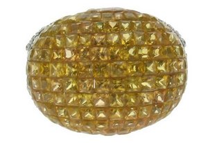 Yellow sapphire invisibly set large ring