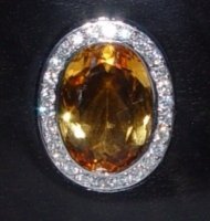 Wood cuff set with centre Citrine and Diamonds