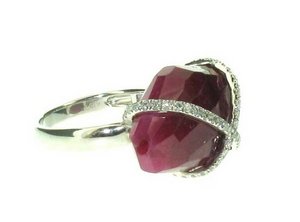 Ruby Rock and Diamond crossover ring