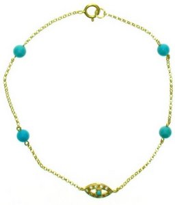 Diamond Evil Eye and Turquoise bead bracelet
