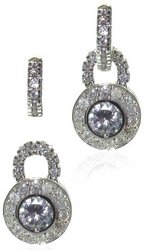 Diamond baby hoops - with 'Antique' detachable Diamond round drops - set with central CZ