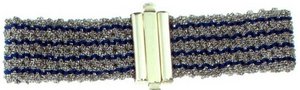 Woven silk and silver stripped cuff - Slim - Blue