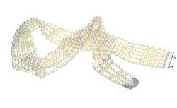 Filigree Diamond buckle, with double Pearl strap - 3cm