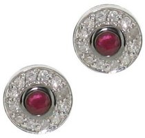 Baby Diamond Studs set with facetted Rubies