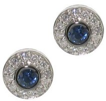 Baby Diamond Studs set with facetted Sapphire
