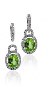 Diamond hoops with detachable Peridot
