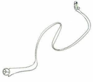 Peace charm set into necklace -18ct white Gold