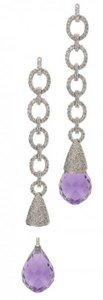 Interchangeable 'Oval Link' Diamond earrings - Amethyst