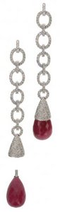 Interchangeable 'Oval Link' Diamond earrings - Ruby