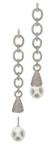 Interchangeable 'Oval Link' Diamond earrings - South Sea Pearl