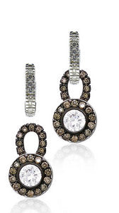 Diamond baby hoops - with Antique detachable Cognac Diamond round drops